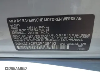 2013 BMW 3 Series 328i z VIN WBA3C1C58DF438492, wystawiony jako IAAI lot #42227575 z przebiegiem 110 497 mil mil oraz . Historia ofert i sprzedaży dostępna na DreamBid. Obrazek 9.
