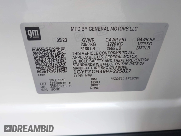 2023 Cadillac XT4 FWD Premium Luxury with VIN 1GYFZCR49PF225817, listed as a IAAI auction lot 42408494 with 5,977 mi miles and . Bid and sale history available at DreamBid. Image 9.