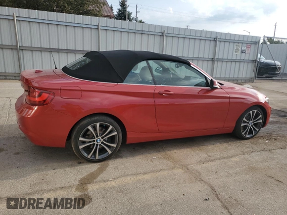 2017 BMW 2 Series 230i with VIN WBA2K9C30HV647412, listed as a Copart auction lot 70314504 with 49,695 mi miles and Salvage title. Bid and sale history available at DreamBid. Image 3.