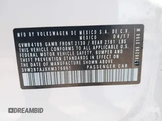 2017 Volkswagen Jetta S с VIN 3VW2B7AJXHM376861, выставлен на аукционе IAAI как лот 42250522 с пробегом 113 466 миль миль и . История ставок и продаж доступна на DreamBid. Изображение 9.
