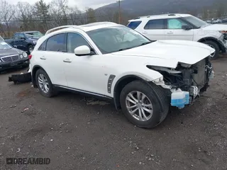 2017 Infiniti QX70 with VIN JN8CS1MW9HM410641, listed as a IAAI auction lot 40828078 with 107,252 mi miles. Bid and sale history available at carsss.com. Image 1.