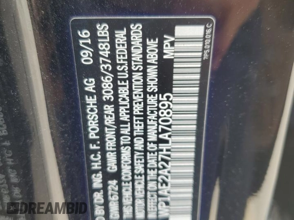 2017 Porsche Cayenne S E-Hybrid with VIN WP1AE2A27HLA70895, listed as a Copart auction lot 62656685 with 93,708 mi miles and Salvage title. Bid and sale history available at DreamBid. Image 13.