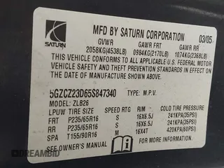 2005 Saturn VUE with VIN 5GZCZ23D65S847340, listed as a IAAI auction lot 41639482 with 131,760 mi miles and . Bid and sale history available at DreamBid. Image 9.
