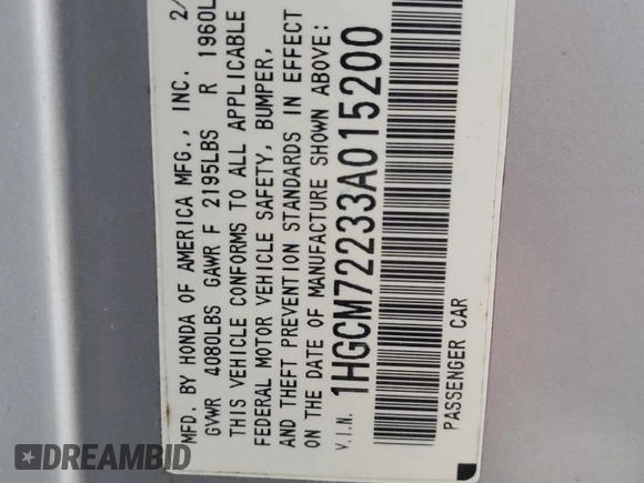 2003 Honda Accord LX z VIN 1HGCM72233A015200, wystawiony jako Copart lot #78218224 z przebiegiem 285 445 mil mil oraz Szkoda całkowita • Salvage title. Historia ofert i sprzedaży dostępna na DreamBid. Obrazek 12.