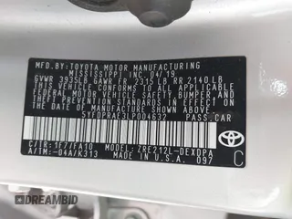 2020 Toyota Corolla L with VIN 5YFDPRAE3LP004632, listed as a IAAI auction lot 41741124 with 46,887 mi miles. Bid and sale history available at carsss.com. Image 9.