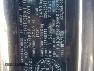 2022 Kia Carnival EX with VIN KNDNC5H35N6072809, listed as a Copart auction lot 47609974 with 0 mi miles and Salvage Title. Bid and sale history available at carsss.com. Image 14.