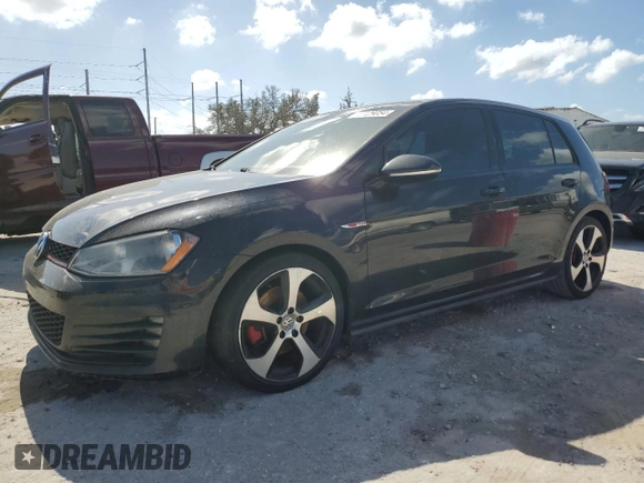 2017 Volkswagen Golf GTI S with VIN 3VW4T7AU6HM033285, listed as a Copart auction lot 77129054 with 55,781 mi miles and Salvage Title. Bid and sale history available at carsss.com. Image 1.