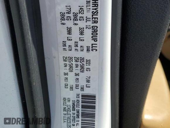 2013 Dodge Durango Citadel с VIN 1C4SDJET0DC512576, выставлен на аукционе Copart как лот 54809835 с пробегом 190 455 миль миль и Списание • Salvage title. История ставок и продаж доступна на DreamBid. Изображение 13.