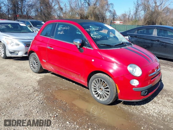 2012 FIAT 500 Gucci with VIN 3C3CFFER7CT343549, listed as a IAAI auction lot 41758660 with 91,786 mi miles. Bid and sale history available at carsss.com. Image 1.