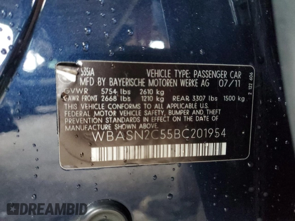 2011 BMW 5 Series 535i Gran Turismo with VIN WBASN2C55BC201954, listed as a Copart auction lot 81938784 with 115,829 mi miles and Salvage Title. Bid and sale history available at carsss.com. Image 14.