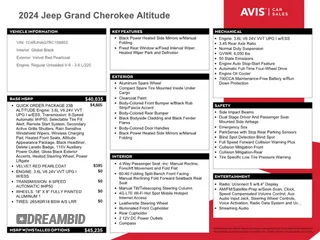 2024 Jeep Grand Cherokee Altitude with VIN 1C4RJHAG7RC108853, listed as a Copart auction lot 48393765 with Not provided miles and Non repairable. Bid and sale history available at DreamBid. Image 13.