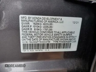 2022 Acura ILX Premium with VIN 19UDE2F73NA003786, listed as a Copart auction lot 80164114 with 35,228 mi miles and Salvage Title. Bid and sale history available at DreamBid. Image 12.