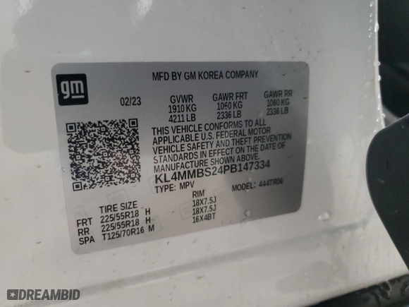 2023 Buick Encore GX Preferred with VIN KL4MMBS24PB147334, listed as a Copart auction lot 44775985 with 0 mi miles and Salvage Title. Bid and sale history available at carsss.com. Image 15.