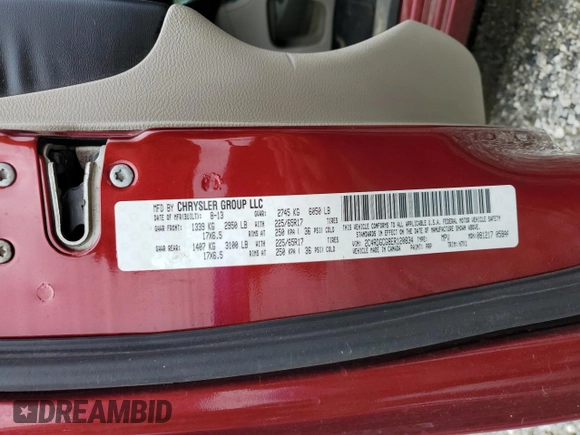 2014 Dodge Grand Caravan SXT with VIN 2C4RDGCG8ER120834, listed as a Copart auction lot 53630565 with 245,454 mi miles and Salvage Title. Bid and sale history available at DreamBid. Image 13.