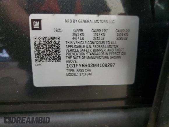2021 Chevrolet Bolt EV LT with VIN 1G1FY6S03M4108297, listed as a Copart auction lot 58383805 with 11,327 mi miles and Clean title. Bid and sale history available at DreamBid. Image 12.