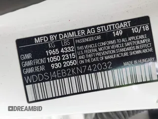 2019 Mercedes-Benz CLA 250 with VIN WDDSJ4EB2KN742032, listed as a IAAI auction lot 42000770 with 114,682 mi miles and . Bid and sale history available at DreamBid. Image 9.