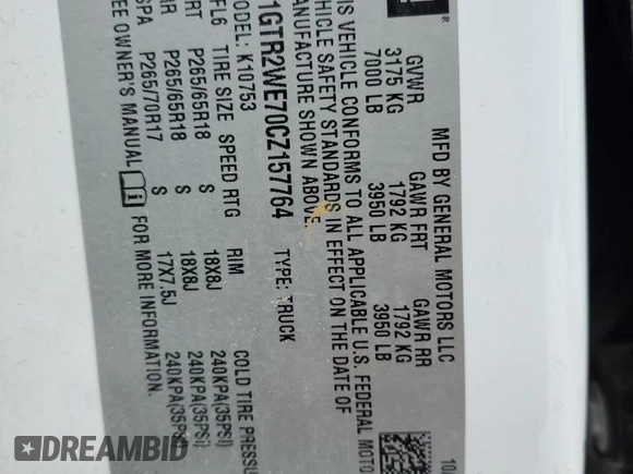 2012 GMC Sierra 1500 SLT с VIN 1GTR2WE70CZ157764, выставлен на аукционе Copart как лот 42035135 с пробегом 175 440 миль миль и Чистый • Clean title. История ставок и продаж доступна на DreamBid. Изображение 12.