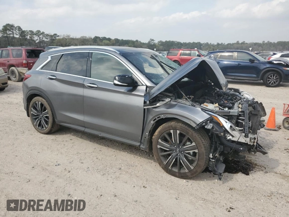 2021 Infiniti QX50 LUXE with VIN 3PCAJ5BBXMF109344, listed as a Copart auction lot 42015323 with 38,451 mi miles. Bid and sale history available at carsss.com. Image 4.