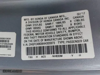 2017 Honda Civic Coupe LX-P with VIN 2HGFC4B0XHH305973, listed as a IAAI auction lot 41959116 with 229,000 mi miles. Bid and sale history available at carsss.com. Image 9.