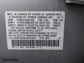 2013 Acura MDX Tech Pkg with VIN 2HNYD2H34DH524975, listed as a IAAI auction lot 41478449 with 999,999 mi miles. Bid and sale history available at carsss.com. Image 9.
