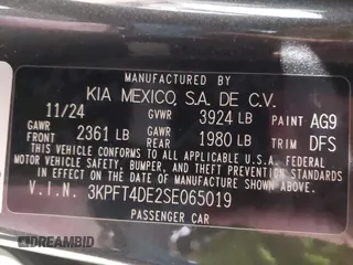 2025 Kia K4 LXS with VIN 3KPFT4DE2SE065019, listed as a IAAI auction lot 42134871 with 6,640 mi miles. Bid and sale history available at carsss.com. Image 9.