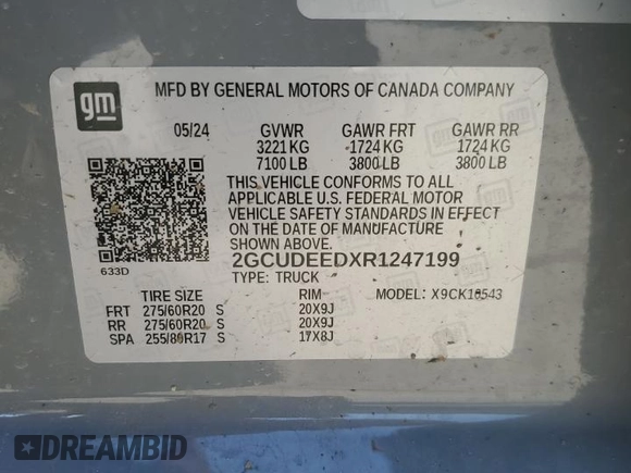 2024 Chevrolet Silverado 1500 RST with VIN 2GCUDEEDXR1247199, listed as a Copart auction lot 48608675 with 10,798 mi miles and Salvage Title. Bid and sale history available at carsss.com. Image 13.