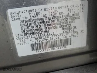2022 Nissan Kicks S with VIN 3N1CP5BVXNL513591, listed as a Copart auction lot 81993284 with 33,625 mi miles and Salvage Title. Bid and sale history available at carsss.com. Image 13.
