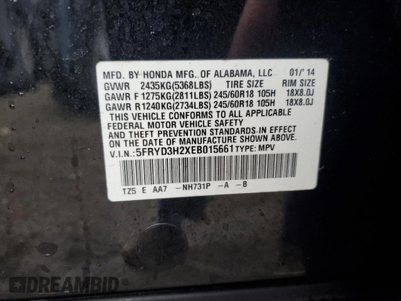 2014 Acura MDX with VIN 5FRYD3H2XEB015661, listed as a Copart auction lot 42613665 with 173,046 mi miles and Salvage Title. Bid and sale history available at carsss.com. Image 12.