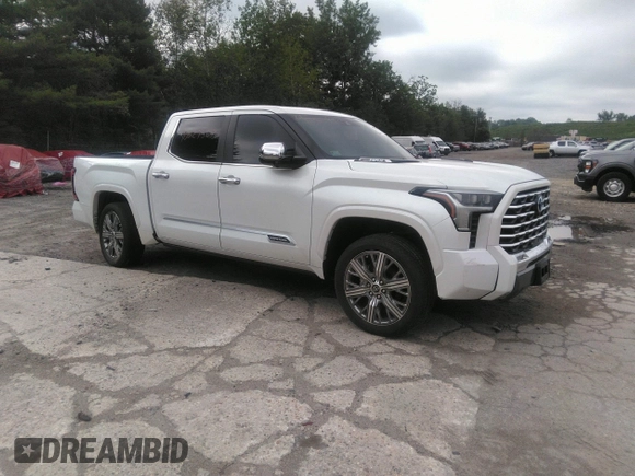 2024 Toyota Tundra Capstone Hybrid with VIN 5TFVC5DB3RX062793, listed as a IAAI auction lot 40829567 with 15,683 mi miles and . Bid and sale history available at DreamBid. Image 1.