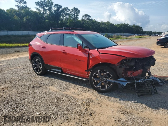2021 Chevrolet Blazer RS with VIN 3GNKBERS6MS573933, listed as a Copart auction lot 57029055 with 39,454 mi miles and Non repairable. Bid and sale history available at DreamBid. Image 4.