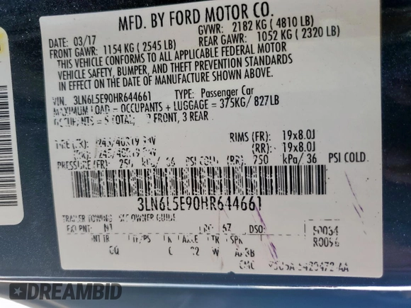 2017 Lincoln MKZ Reserve с VIN 3LN6L5E90HR644661, выставлен на аукционе Copart как лот 56971915 с пробегом 104 148 миль миль и Чистый • Clean title. История ставок и продаж доступна на DreamBid. Изображение 13.
