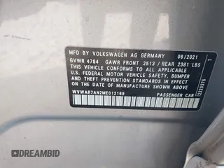 2021 Volkswagen Arteon SE с VIN WVWAR7AN2ME012169, выставлен на аукционе IAAI как лот 42220242 с пробегом 39 097 миль миль и . История ставок и продаж доступна на DreamBid. Изображение 9.