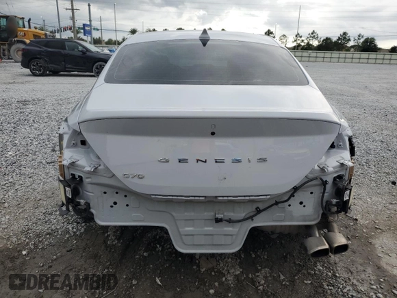 2023 Genesis G70 2.0T with VIN KMTG34TA3PU114905, listed as a Copart auction lot 61777435 with 26,493 mi miles and Salvage title. Bid and sale history available at DreamBid. Image 6.