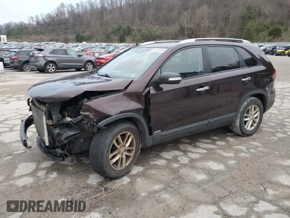 2014 Kia Sorento LX with VIN 5XYKTCA61EG434448, listed as a Copart auction lot 85389884 with 130,518 mi miles and Salvage Title. Bid and sale history available at carsss.com. Image 1.