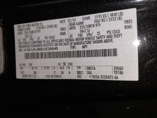 2014 Ford Escape Titanium with VIN 1FMCU9J96EUE26645, listed as a IAAI auction lot 41835893 with 83,730 mi miles. Bid and sale history available at carsss.com. Image 9.
