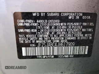 2018 Subaru Forester z VIN JF2SJABC4JH617909, wystawiony jako Copart lot #54871405 z przebiegiem 167 151 mil mil oraz Czysty tytuł • Clean title. Historia ofert i sprzedaży dostępna na DreamBid. Obrazek 13.