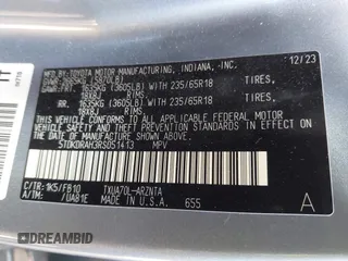 2024 Toyota Highlander LE with VIN 5TDKDRAH3RS051413, listed as a IAAI auction lot 42041267 with 33,210 mi miles and . Bid and sale history available at DreamBid. Image 9.