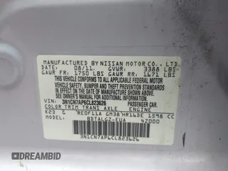 2012 Nissan Versa SV with VIN 3N1CN7AP6CL823626, listed as a IAAI auction lot 42662967 with 150,849 mi miles and . Bid and sale history available at DreamBid. Image 9.