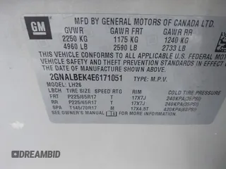 2014 Chevrolet Equinox LT with VIN 2GNALBEK4E6171051, listed as a IAAI auction lot 41004509 with 130,134 mi miles. Bid and sale history available at carsss.com. Image 9.