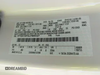 2020 Ford F-150 XL с VIN 1FTEX1EP2LFB85327, выставлен на аукционе IAAI как лот 42156000 с пробегом 53 664 миль миль и . История ставок и продаж доступна на DreamBid. Изображение 8.