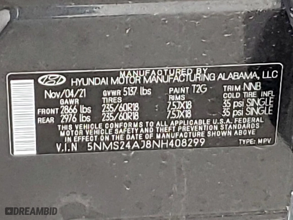 2022 Hyundai Santa Fe SEL with VIN 5NMS24AJ8NH408299, listed as a Copart auction lot 50214955 with 28,459 mi miles and Salvage Title. Bid and sale history available at carsss.com. Image 13.