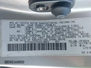 2004 Toyota Sienna CE with VIN 5TDZA23CX4S210033, listed as a IAAI auction lot 42086059 with 271,521 mi miles. Bid and sale history available at carsss.com. Image 9.
