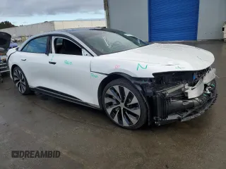 2022 Lucid Air Grand Touring with VIN 50EA1GBA8NA005976, listed as a Copart auction lot 44187195 with 1,302 mi miles and Salvage Title. Bid and sale history available at carsss.com. Image 4.