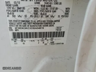 2013 Ford Edge Limited with VIN 2FMDK3KCXDBA04819, listed as a Copart auction lot 52208965 with 231,686 mi miles and Salvage Title. Bid and sale history available at carsss.com. Image 12.