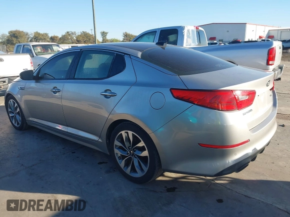 2015 Kia Optima SX Turbo with VIN 5XXGR4A65FG407334, listed as a IAAI auction lot 40743106 with 164,260 mi miles. Bid and sale history available at carsss.com. Image 3.