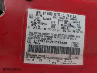 1996 Ford Ranger XL with VIN 1FTCR10A9TUD73830, listed as a IAAI auction lot 41865550 with 226,106 mi miles. Bid and sale history available at carsss.com. Image 9.
