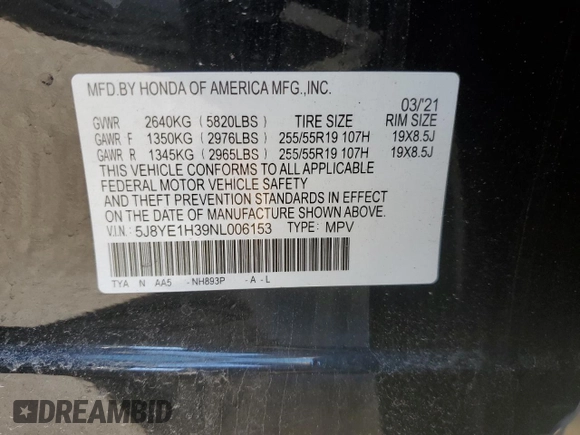 2022 Acura MDX with VIN 5J8YE1H39NL006153, listed as a Copart auction lot 46511585 with 0 mi miles and Salvage Title. Bid and sale history available at carsss.com. Image 14.
