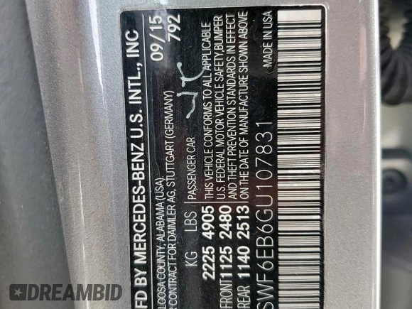 2016 Mercedes-Benz C 450 AMG с VIN 55SWF6EB6GU107831, выставлен на аукционе Copart как лот 57069525 с пробегом 93 756 миль миль и Списание • Salvage title. История ставок и продаж доступна на DreamBid. Изображение 13.