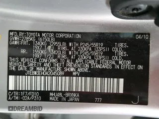 2010 Toyota Highlander Hybrid with VIN JTEBW3EH0A2045089, listed as a Copart auction lot 87720575 with 155,505 mi miles and Salvage Title. Bid and sale history available at carsss.com. Image 14.