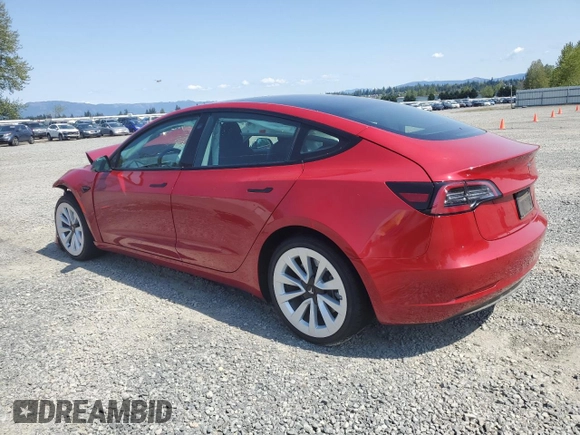 2022 Tesla Model 3 with VIN 5YJ3E1EA7NF369811, listed as a Copart auction lot 54386705 with 80,478 mi miles and Salvage Title. Bid and sale history available at DreamBid. Image 2.